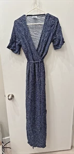 NICE! Nom SMALL Womens Maxi Dress Maternity Delilah Wrap Polka Dot in Navy - Picture 1 of 6