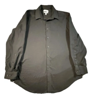 Calvin Klein Shirt Mens 17 32/33 XL Black Steel+ Slim Fit Dress Button Up - Image 1 of 3
