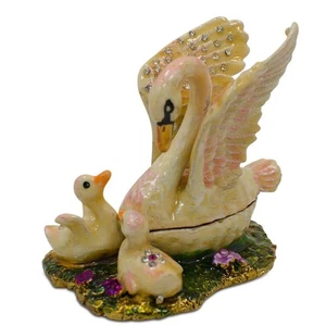Schwanenfamilie Schmuckkästchen Figur - Bild 1 von 5