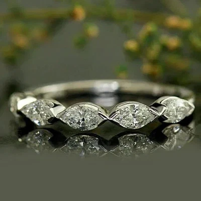 Art Deco Style Lab-Created Diamond Birthday Gift Ring For Her 14K White Gold FN - Image 1 of 4