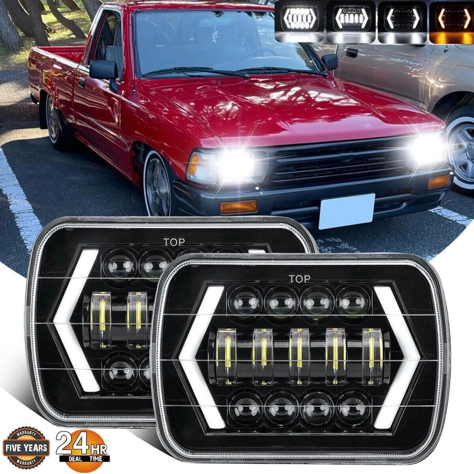 Pair 5X7/7X6 LED Headlights For Jeep Cherokee XJ 1984-2001 Wrangler YJ 1986-1995 Foto 1 de 4