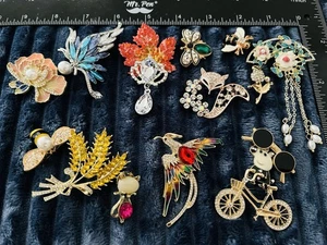 Lot of Brooch Pins – Mix Styles Flowers Animals Insects bike Enamel Rhinestone - Picture 1 of 2