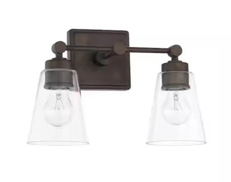 Capital Lighting Rory 14" W x 10" H x 7" E 2 luces luz luz de tocador de bronce antiguo Foto 1 de 4