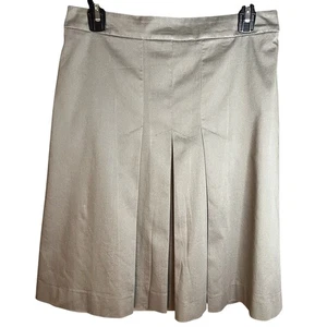 ZARA BASIC Women's Brown Pleated Career Skirt Knee Length Back Zipper Sz Medium - Picture 1 of 7