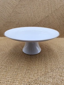 Einfacher Standfuß Kuchen Keksplatte Ständer weiß mit Goldrand Made in Japan - Bild 1 von 7