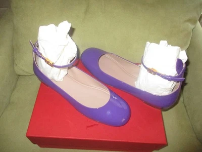 Valentino Garavani Tan-Go charol VLOGO bailarina zapatos planos morados 40 EE. UU. 10 NUEVOS EN CAJA Foto 1 de 4