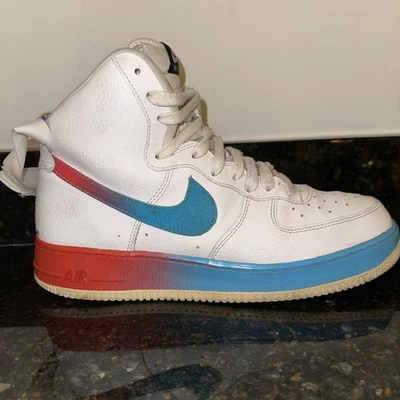 Nike Air Force 1 High White Gradient Blue Fury Ember Glow Red CJ0525-100 sz 10 - Image 1 of 4