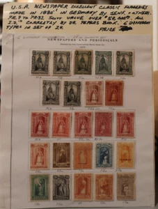 USA NEWSPAPER EXCELLENT CLASSIC STAMP FORGERIES BY SENF+ OTHERS 1880'S SET OF 24 - Picture 1 of 5