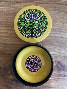 Vtg 70s Takahashi of Japan Butterscotch Pink Green Melamine MCM Coasters & Box - Picture 1 of 9