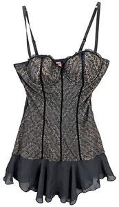 Sophie B. Dessous Schlupfkleid Damen L schwarz Spitze Netz Goth Dessous Kokette - Bild 1 von 13