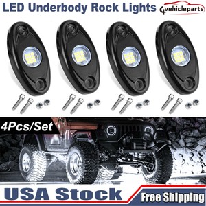 4X white Led Rock Light 4Pods Lights for Jeep Off Road Truck Car Atv Under Body