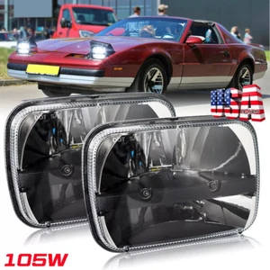 2pc 7x6" 5x7inch Led Reflector Headlights for Pon-tiac Firebird Fiero 1982-88 - Picture 1 of 12