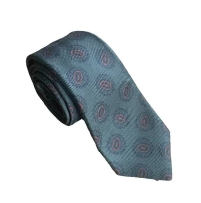 Kiton 那不勒斯现代修身丝绸领带意大利几何森林绿色男式完好 — 第 1/4 张图片