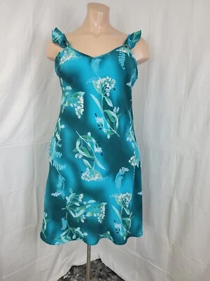 Mint Julep Womens Summer Dress Size 1X Blue Teal Flowers Sleeveless Ruffle - Image 1 of 4