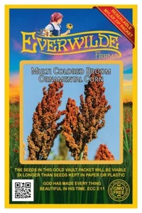 1 Oz Multi Colored Broom Ornamental Corn Seeds - Everwilde Farms Mylar Packet - Picture 1 of 3