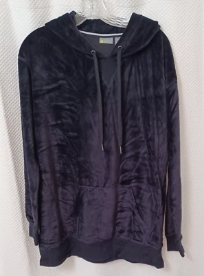 ZELLA Hoodie Women's Black Velvet Pullover Size M-Kangaroo Pocket/Pouch, NWOT - Image 1 of 4