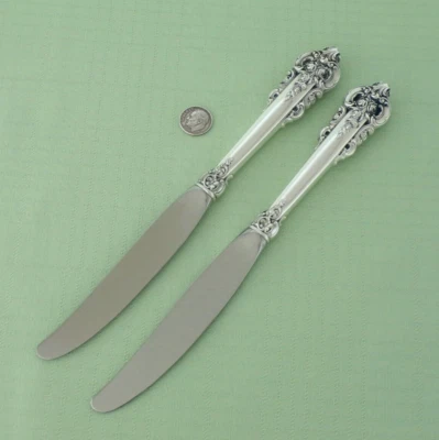 Ambos CUCHILLOS WALLACE de plata esterlina GRANDE BARROCO lugar almuerzo 8 7/8" Foto 1 de 4