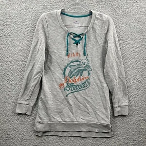 Miami Dolphins Sweater Womens Medium Gray Blue Football V-Neck Sweatshirt Ladies - Picture 1 of 10