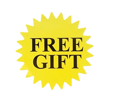 4 RLS- Yellow Free Gift 2" Starburst Labels Thank You Adhesive Stickers 2000 PCS - Image 1 of 4