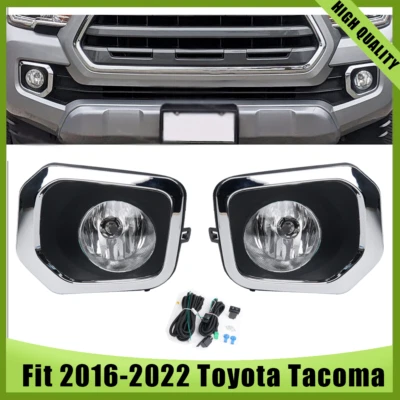 Fit 2016-2022 Toyota Tacoma SR SR5 Bumper Clear Lens Driving Fog Lights Lamp Kit - Image 1 of 4