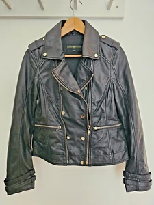 Stunning Barney Taylor vintage black leather jacket, size UK 12 - Picture 1 of 9