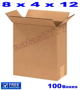 100 - 8x4x12 Cardboard Boxes 32ECT Mailing Packing Shipping Corrugated Carton - Picture 1 of 1