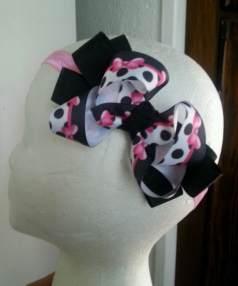 Baby ~ девочка ~ ребенка ясельного возраста ~ розовый ~ черный ~ белый ~ бутик ~ волосы ~ бант ~ враг ~ обруч для волос - Изображение 1 из 1