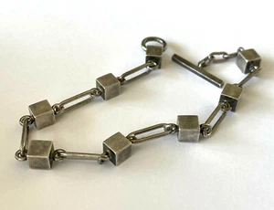 Bracciale donna Arne Johansen AJ Danimarca sterling 925 modernista scatola e link cubo - Foto 1 di 12