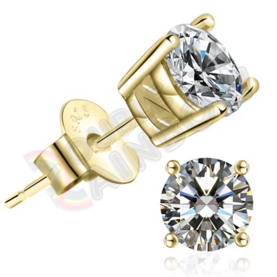 Aretes de plata de ley 925 redondos para hombres y mujeres de 3,4,5,6,7,8,10 mm circonita cúbica #213 Foto 1 de 4