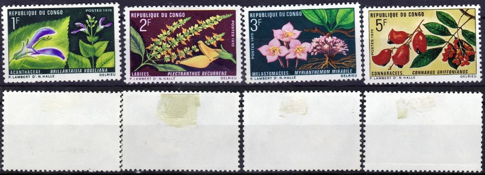 Congo 1970 Flores Completo Sc-222-225 MLH OG - Vendedor de EE. UU. Foto 1 de 1