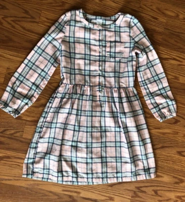 Carter's Girls Pink Blue, Green Plaid Button up Dress Size 8 - Image 1 of 4