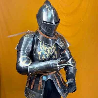Traje de caballero medieval traje de armadura 20G armadura de acero traje de medio cuerpo gótico LARP juegos con disfraces Foto 1 de 4