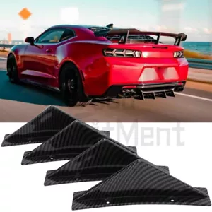 4x Difusor de parachoques trasero aleta divisor de labios fibra de carbono para Chevy Camaro SS - Imagen 1 de 12
