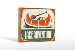 Holzschild Retro 18x12 cm lake adventure Outdoor Holz Deko Schild wooden sign - Bild 1 von 5