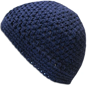 100% Cotton KUFI Crochet Beanie Skull Cap Knit Hat Men Women 12 Colors NEW 632 - Picture 1 of 13