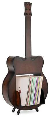 Schallplattenregal Schallplatten LPs Gitarre Holz Phono Ständer Plattenspieler - Bild 1 von 4