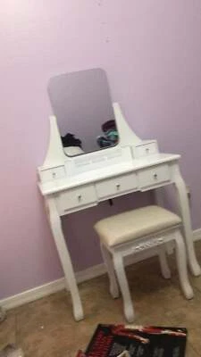 梳妆台套装带大号无框镜面化妆梳妆台套装适用于Bedr — 第 1/4 张图片