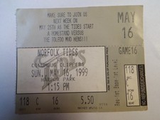 Norfolk Tides - Columbus Clippers - 5/16/1999 - Ticket Baseball - USA