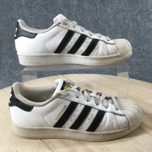 Scarpe Adidas Giovani 5 Superstar Sneakers Pelle Bianca Lacciate Punta Rotonda C77154