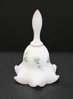 Satin Pink Pastel Fenton Glass Bell, Hand Painted by V. Adkin