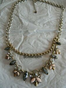 Premier Designs MINX gold crystal flower bib necklace RV $48 free ship nwt 