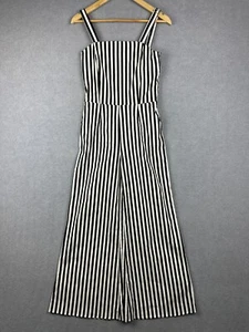 Lenni Jumpsuit Womens Small Black White Striped Wide Leg High Rise Pockets - Picture 1 of 12