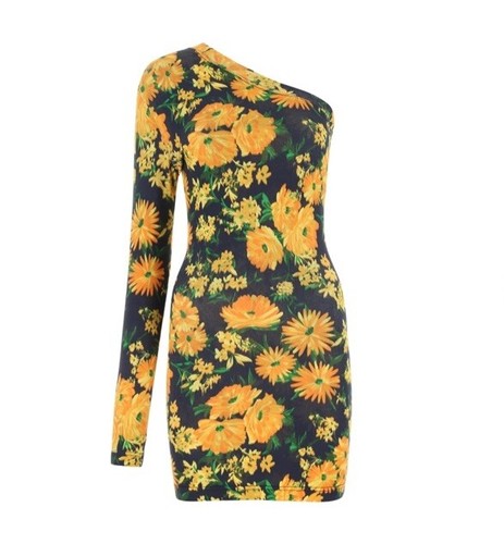 Abito a una spalla stampato floreale BALENCIAGA taglia small ORIGINALE IMBALLO ORIGINALE £775 #S6