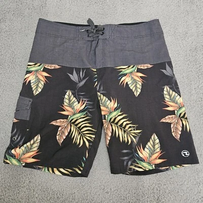 Board Shorts Para Hombre Talla 38 Negro Hawaiano Floral Océano Current Swim Foto 1 de 4