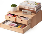 Natural Wooden Desktop Organizer - Office Supplies Filing Tidy
