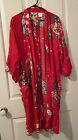 JUGUEMM Ladies Japanese 100%Cotton Red Kimono Robe With Matching Tie