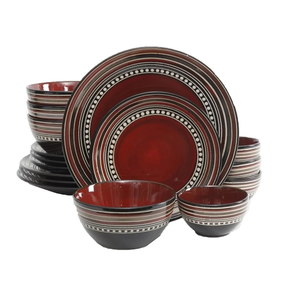 Gibson Elite Cafe Versailles 16 Piece Double Bowl Dinnerware Set - Red - Image 1 of 1