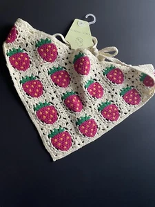 New- Sunday•State Crochet Bandana Berries Strawberry Cottage Core Hippie Summer - Picture 1 of 8