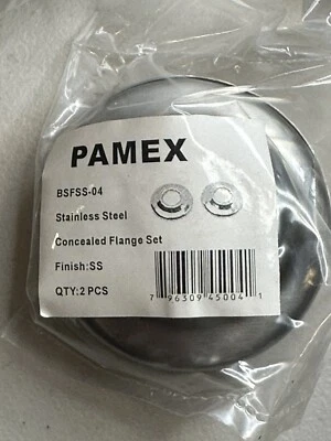 Pamex BSFSS-04 Shower Rod Flange Set Concealed Screw Stainless Steel (10 Sets) - Image 1 of 4