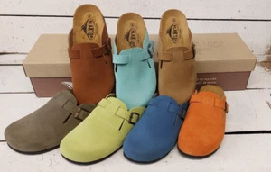 Ladies Plakton 181539 Blogg Suede Memory Foam Buckle Clog Slip On Sandals - Picture 1 of 49